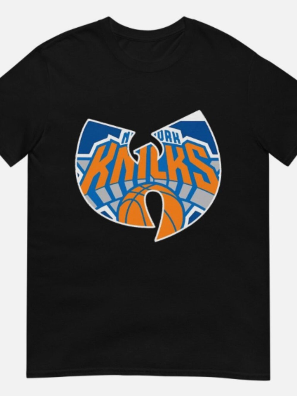 New York Knicks Wu-Tang Logo Mashup Basketball Black T-Shirt